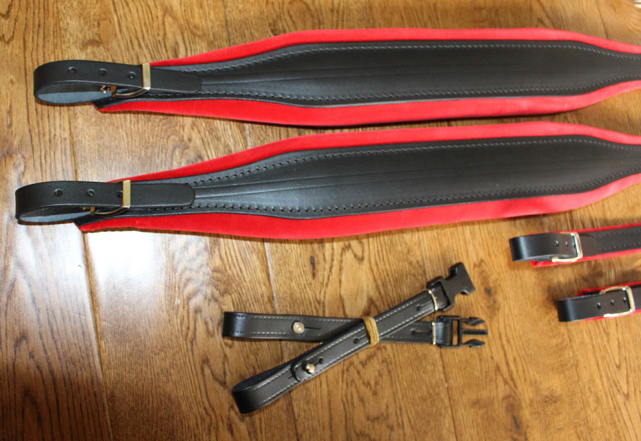 Accordion straps leather with black velvet padding 8CM 100% made in Italy DELUXE!!!